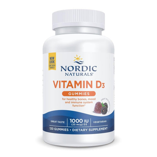 Hero image: Nordic Naturals Vitamin D3 Gummies Wild Berry with 120 gummies and 1000 IU D3