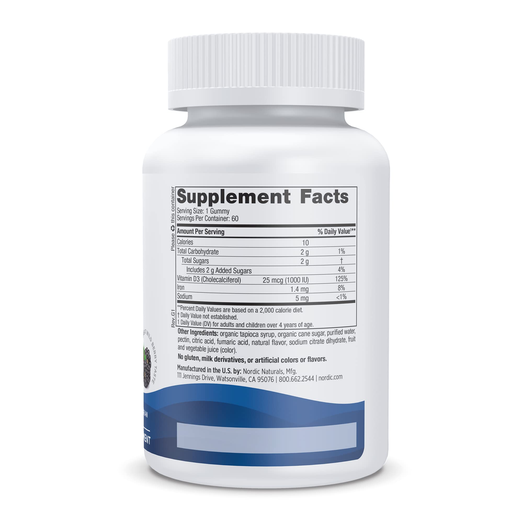 Non-GMO, gluten-free and dairy-free labeling for Vitamin D3 Gummies