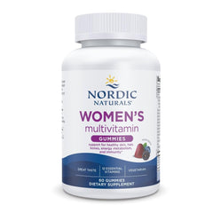 Front bottle of Nordic Naturals Women's Multivitamin Gummies mixed berry flavor - 60 gummies