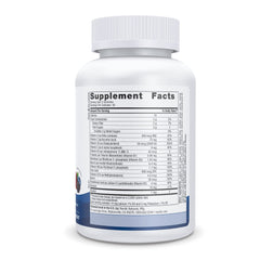 Back of bottle with nutrition facts and vitamin list