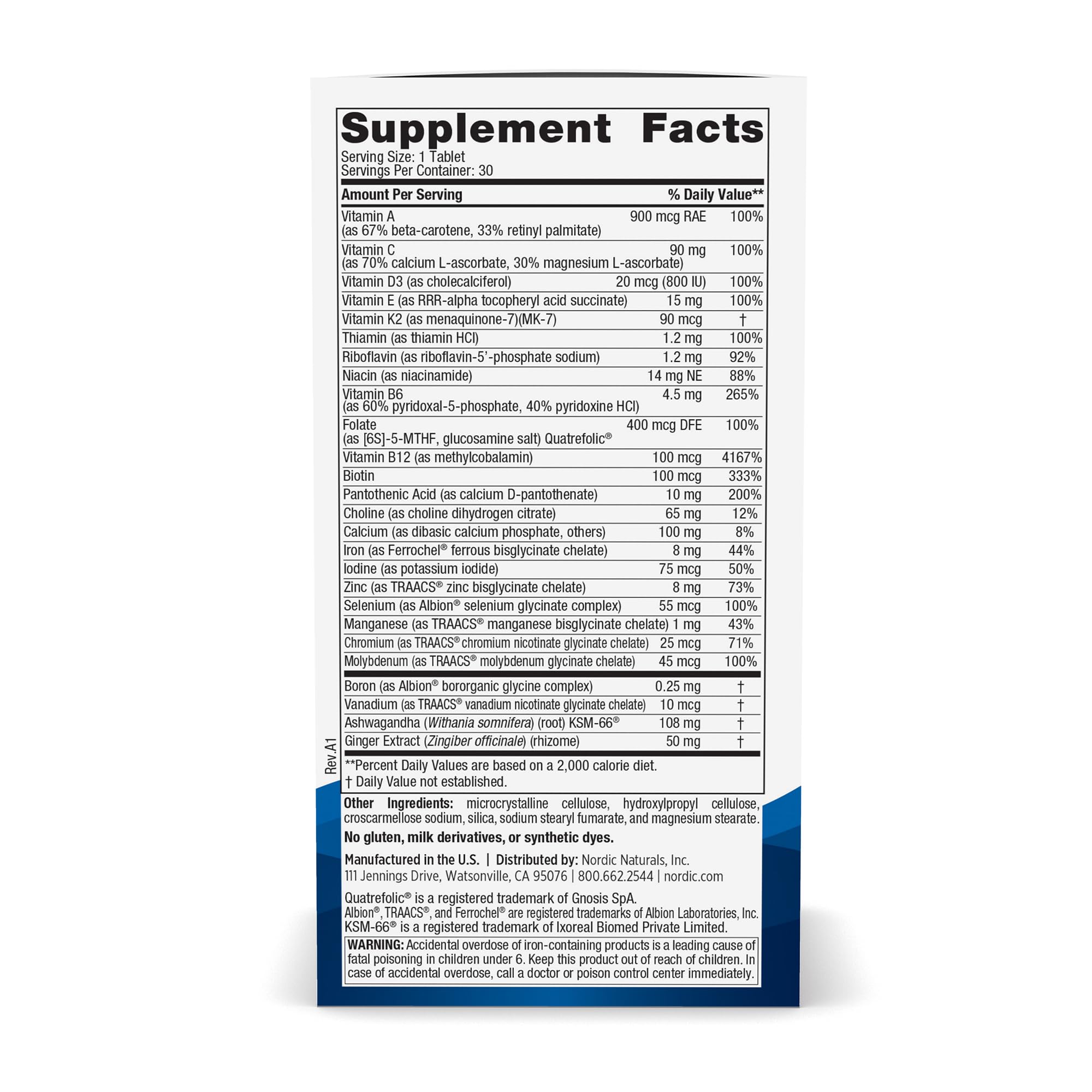 Close-up of Women's Multivitamin One Daily tablet