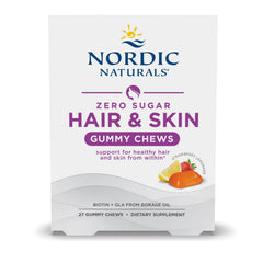 Nordic Naturals Zero Sugar Hair & Skin Gummy Chews Strawberry Lemonade flavor bottle