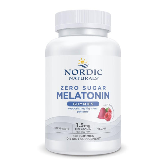 Bottle of Nordic Naturals Zero Sugar Melatonin Gummies Raspberry