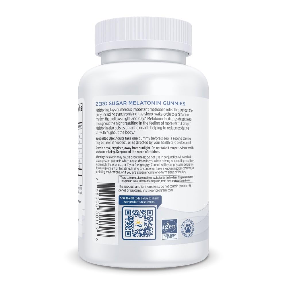 Clear jar with label showing 1.5 mg melatonin per gummy