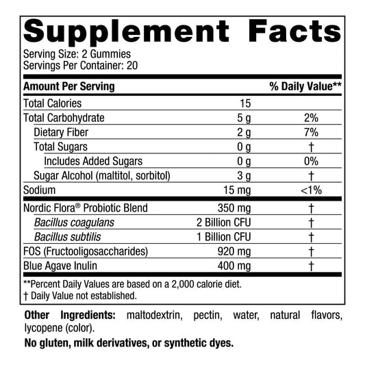 Nordic Naturals Zero Sugar Probiotic Gummies packaging and labeling