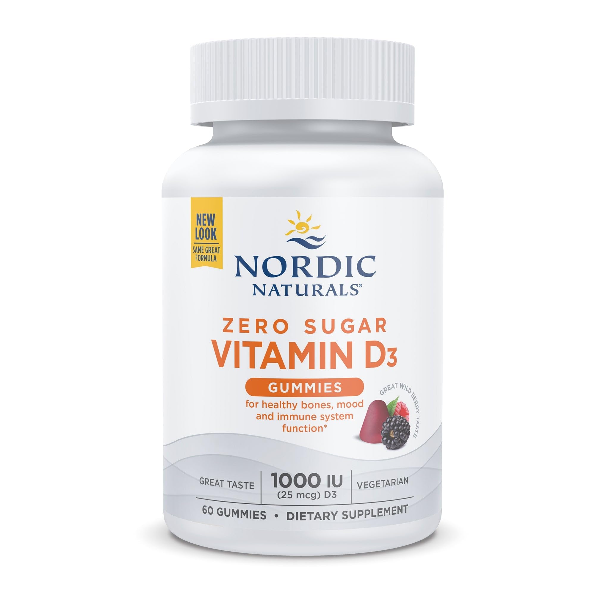 Nordic Naturals Zero Sugar Vitamin D3 Gummies Wild Berry 60 gummies 1000 IU per gummy