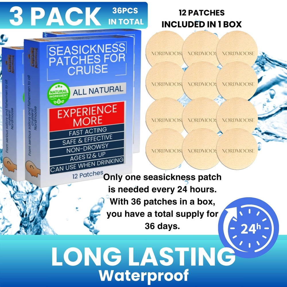 Nordmoose cruise-necessities patch offers non-drowsy relief during voyages.