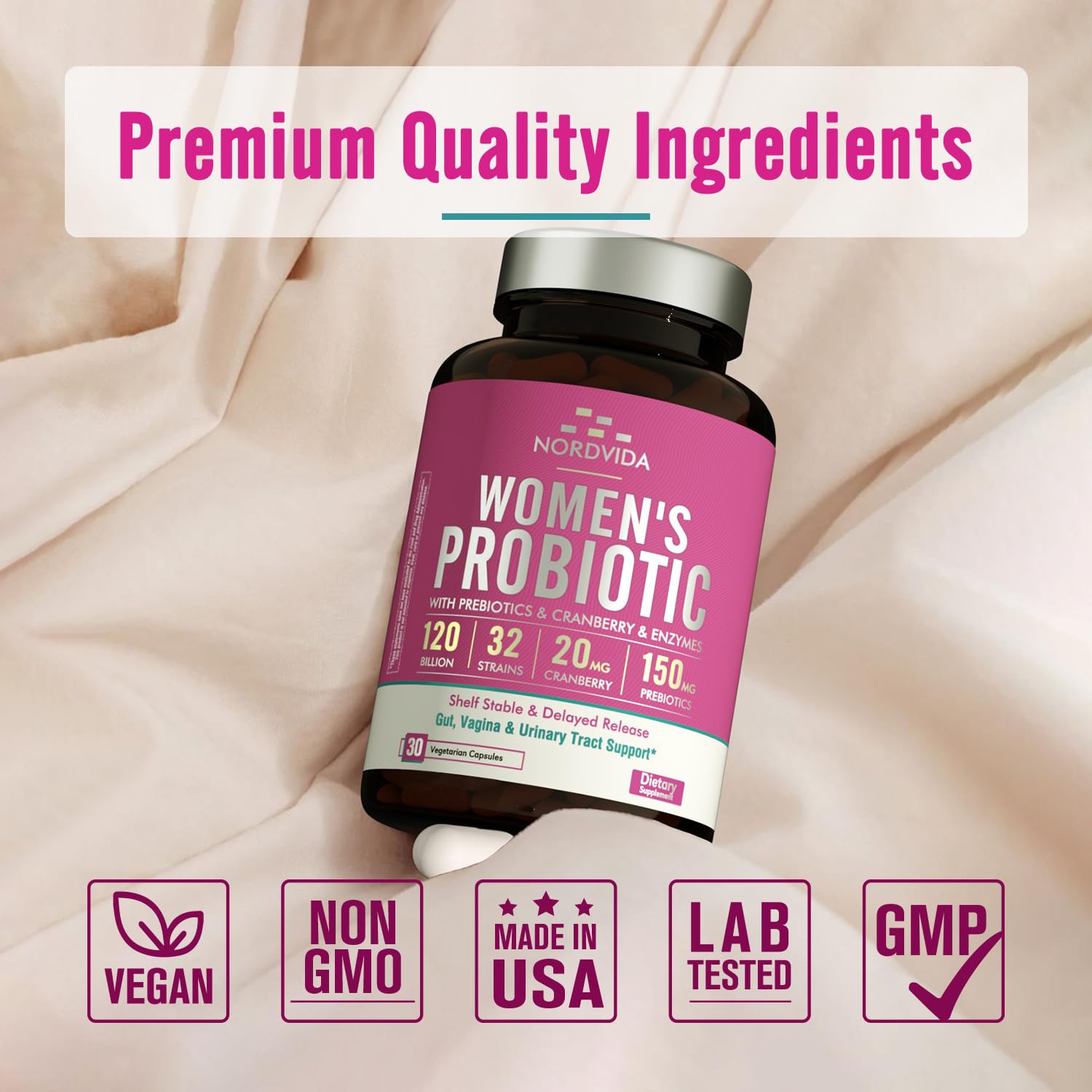Product is gluten-free, dairy-free, and non-GMO badge
