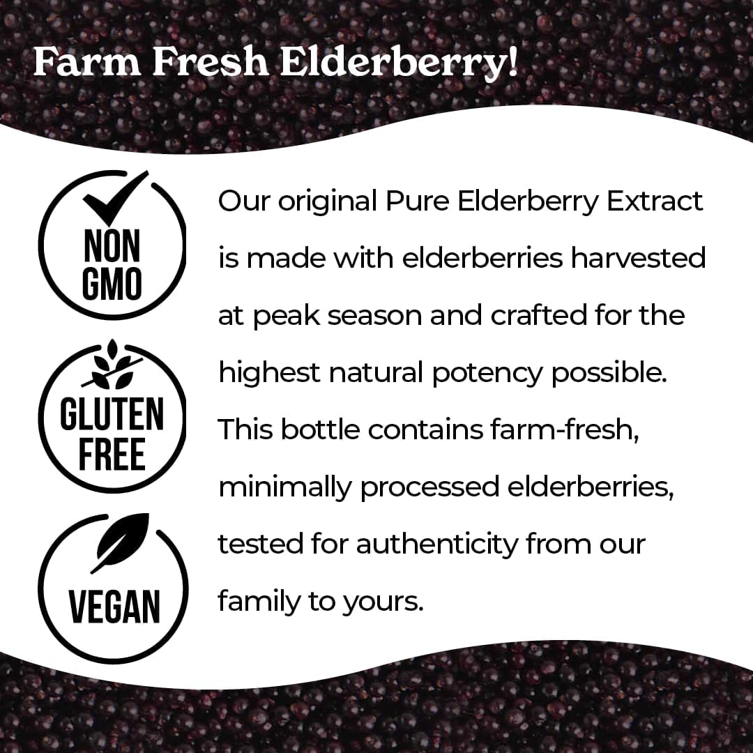 Norm's Farms Elderberry Syrup honey swirl on spoon suggests pleasant taste.