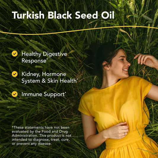 Bottle label of North American Herb & Spice Black Seed Oil 12 oz