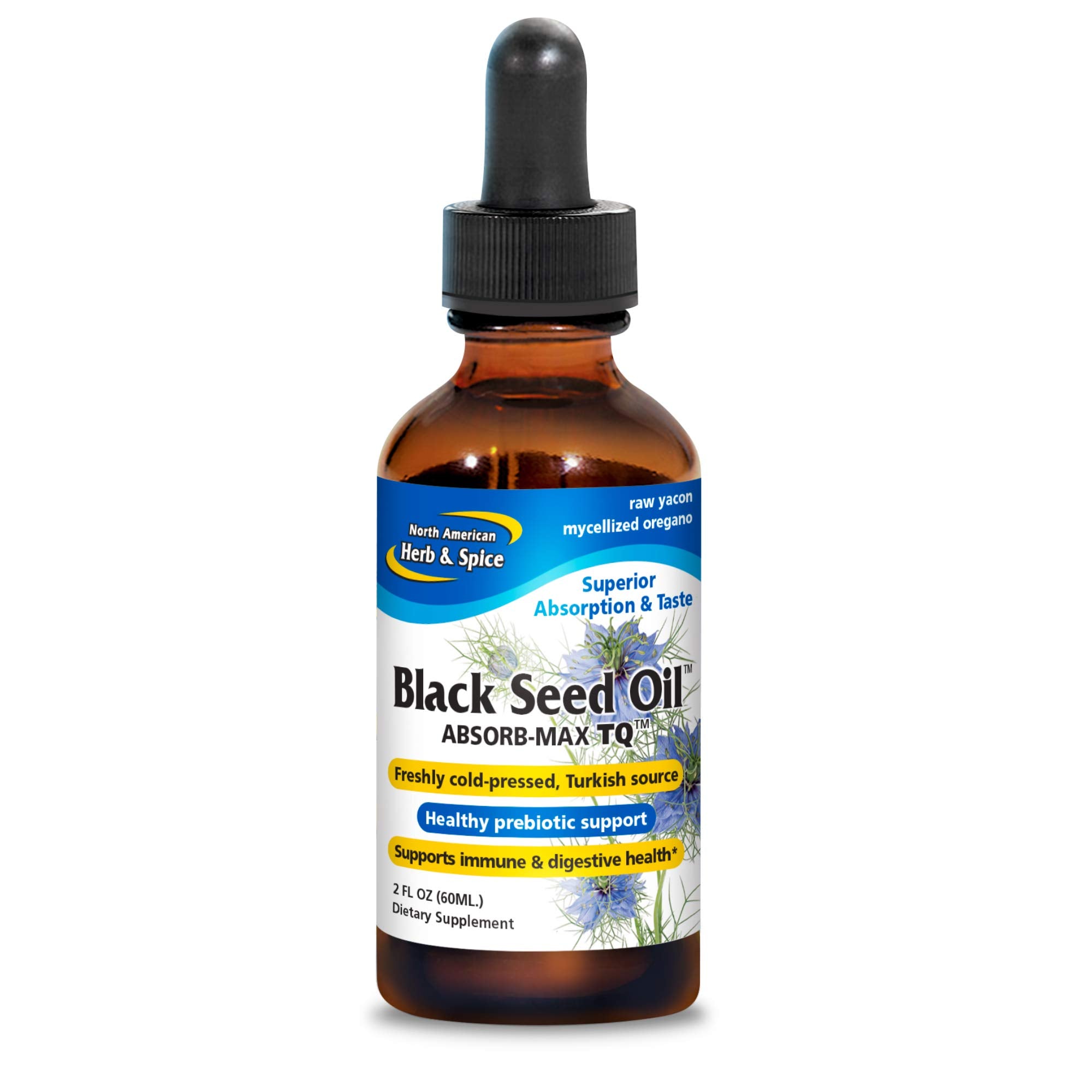 Bottle of North American Herb & Spice Black Seed Oil Absorb-Max TQ 2 fl oz