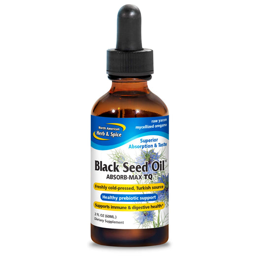 Bottle of North American Herb & Spice Black Seed Oil Absorb-Max TQ 2 fl oz