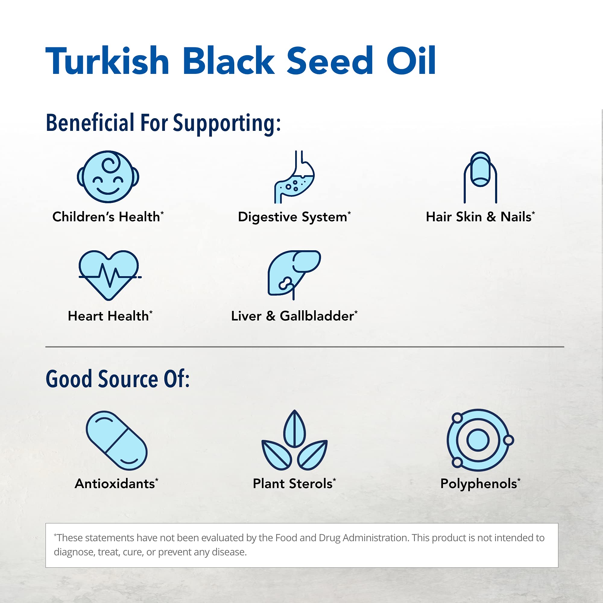 Ingredients list for North American Herb & Spice Black Seed Oil