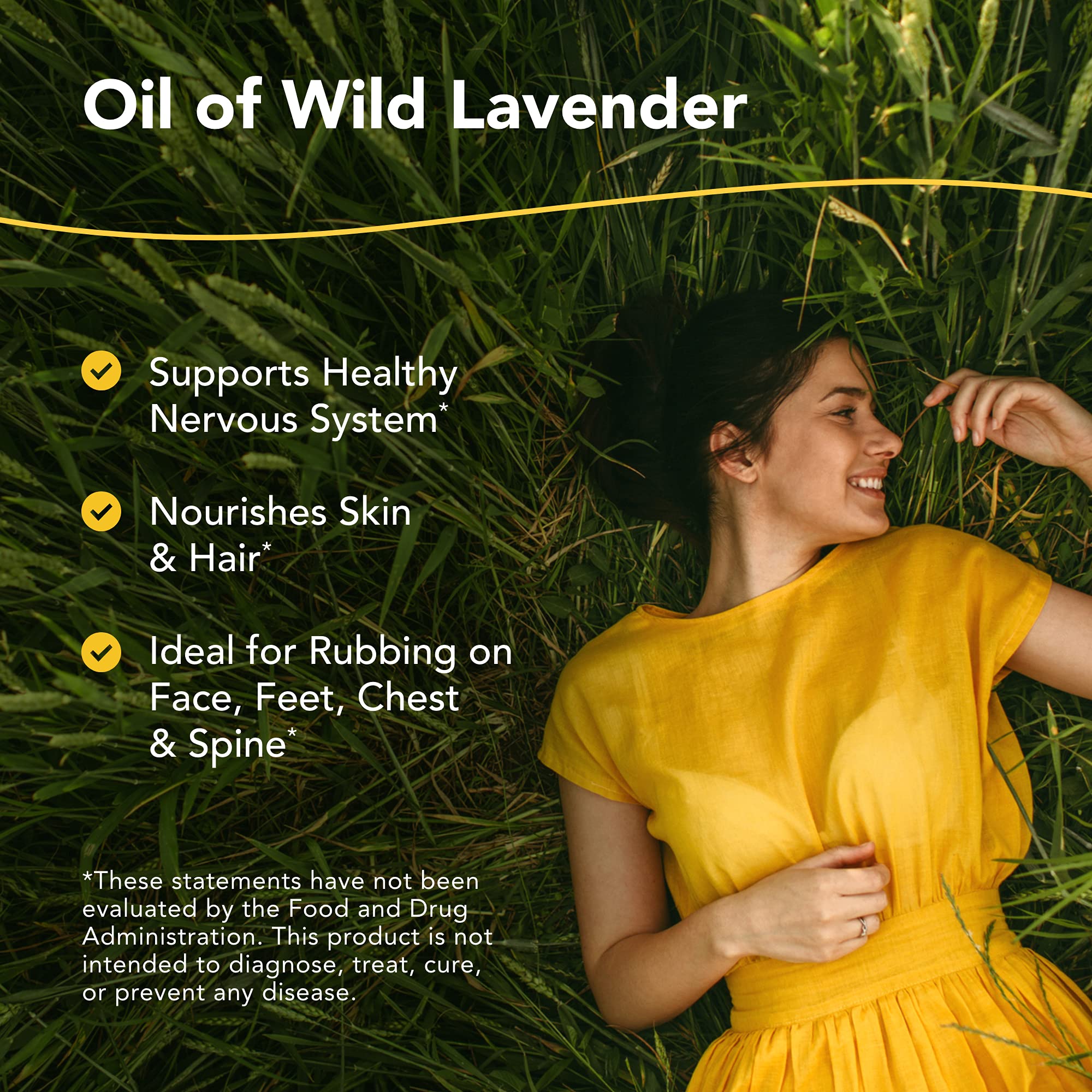North American Herb & Spice Lavenol wild lavender oil dropper highlights pure extraction for skin and hair care