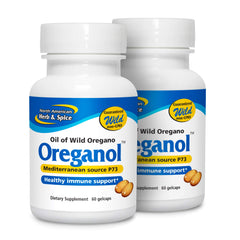 Front view of North American Herb and Spice Natural Oreganol Dieaty capsules 60-count pack-2