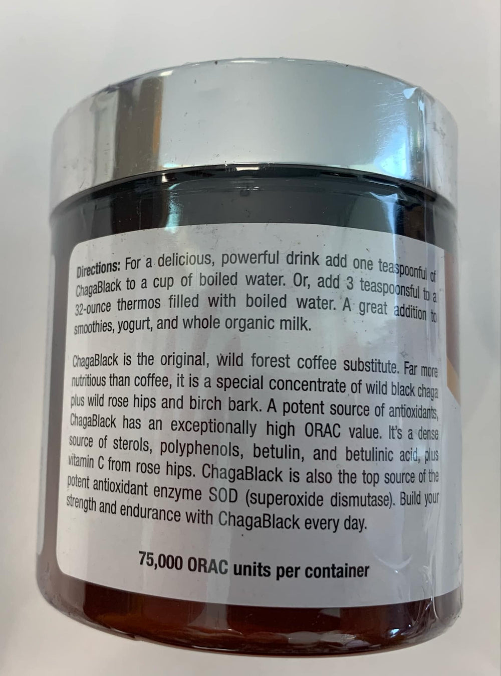Chaga Black powder packaging with product name