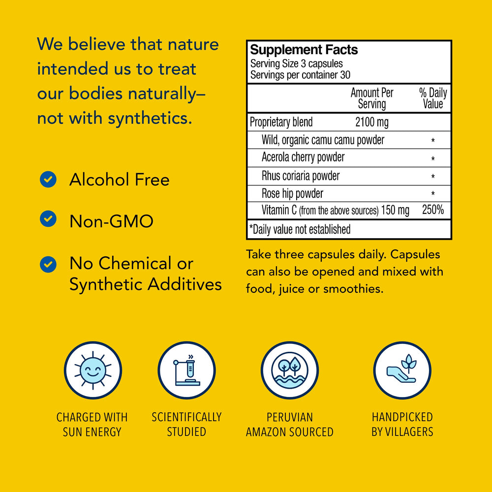 Ingredients and supplement facts panel for Purely-C Capsules