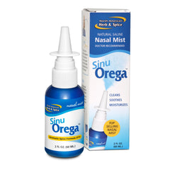 SinuOrega bottle shows oregano and sage nasal spray for daily use