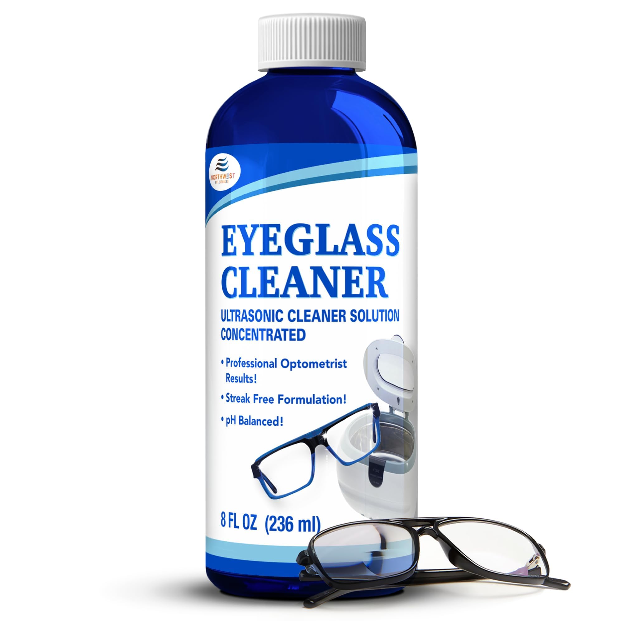 Bottle of Northwest Enterprises Ultrasonic Eyeglass Cleaner Solution