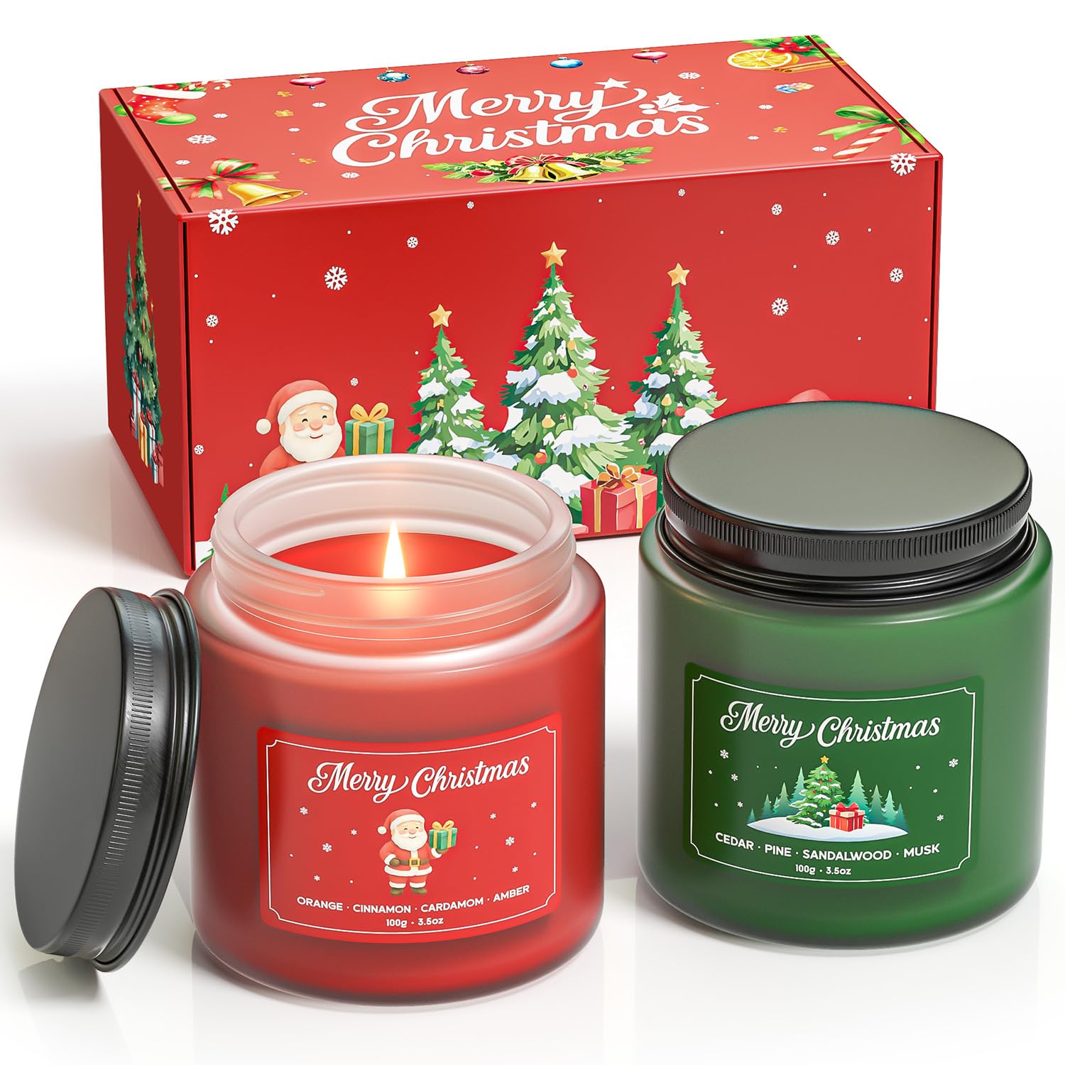 NORVENCE Christmas Candles Set forest freshness scent with cedarwood pine and sandalwood