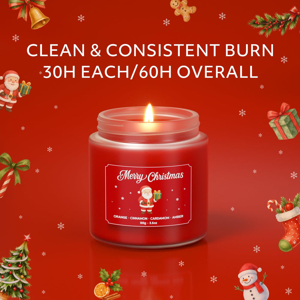 Six 3.5 oz hand-poured candles with up to 30 hours burn time each