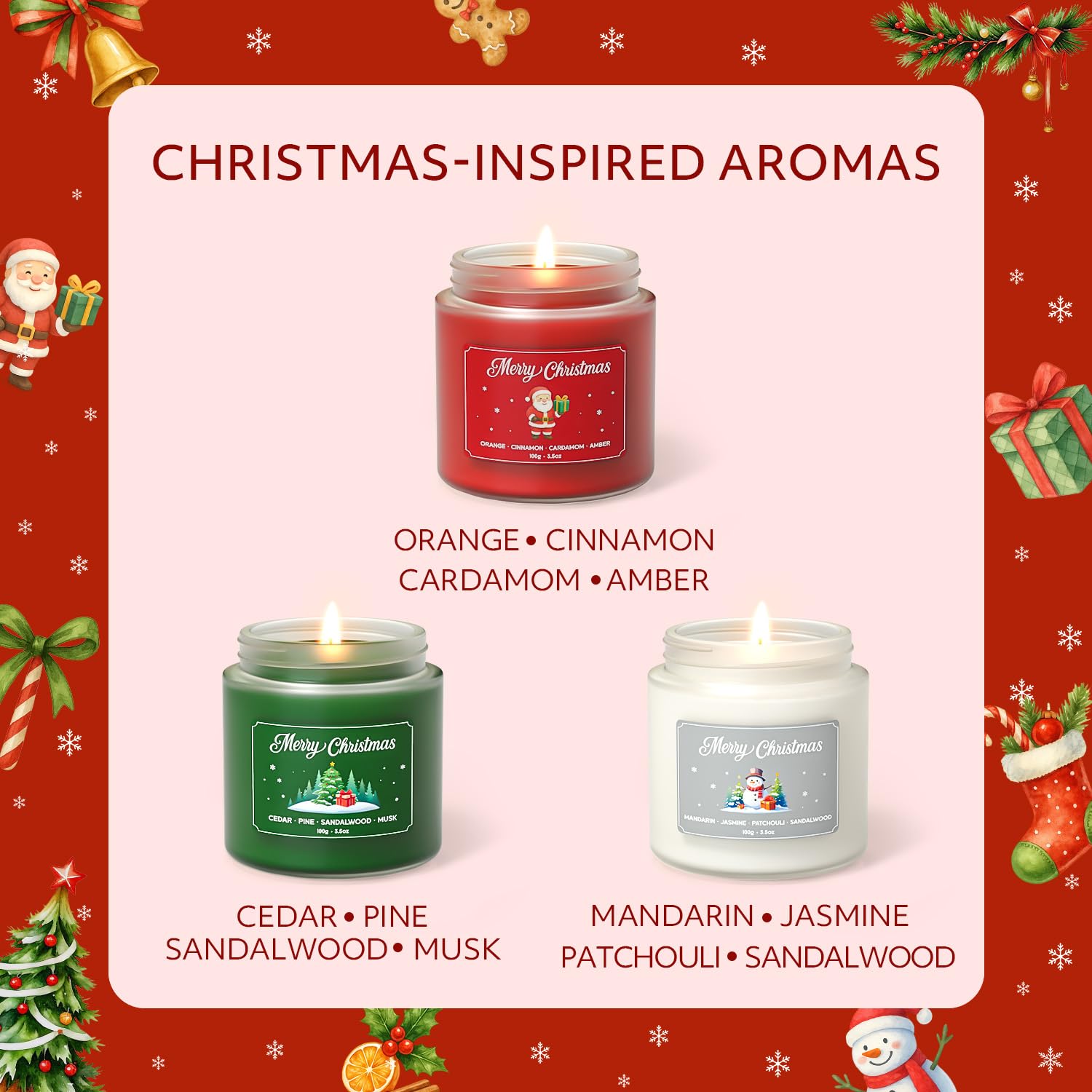 Warm spice scent with orange cinnamon cardamom and amber in NORVENCE candles