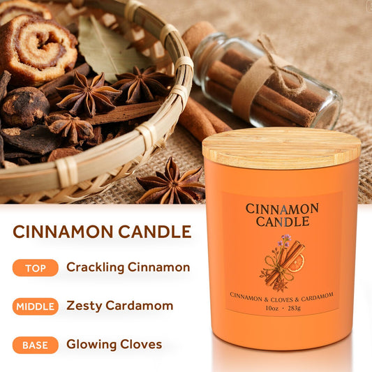 Close-up of warm cinnamon spice scent in soy wax candle