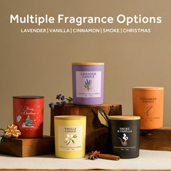 Sustainable lavender candle with reusable glass jar and bamboo lid