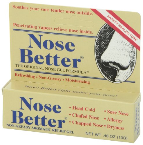Nose Better relief gel applied to the nasal area for soothing discomfort.