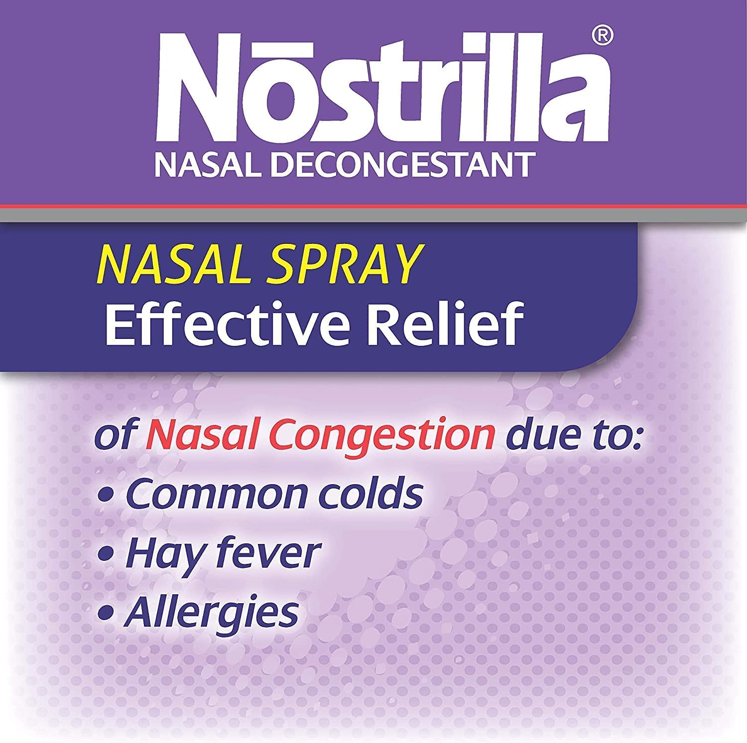 Nostrilla nasal decongestant spray mist pump close-up shows measured dosing