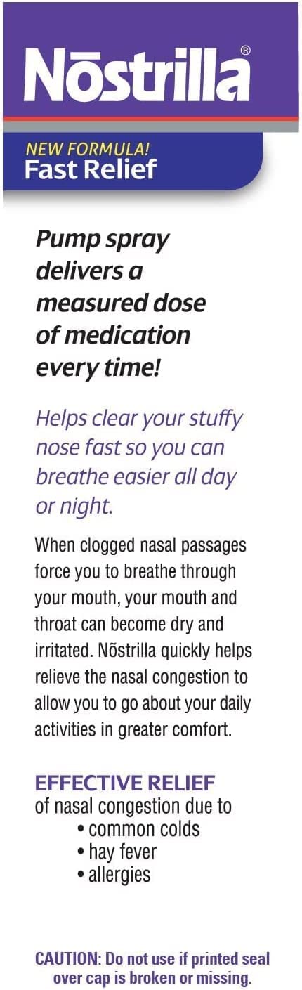 Nostrilla nasal decongestant spray packaging box ready for storage