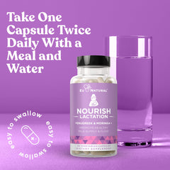 Overall product display with bottle and natural elements