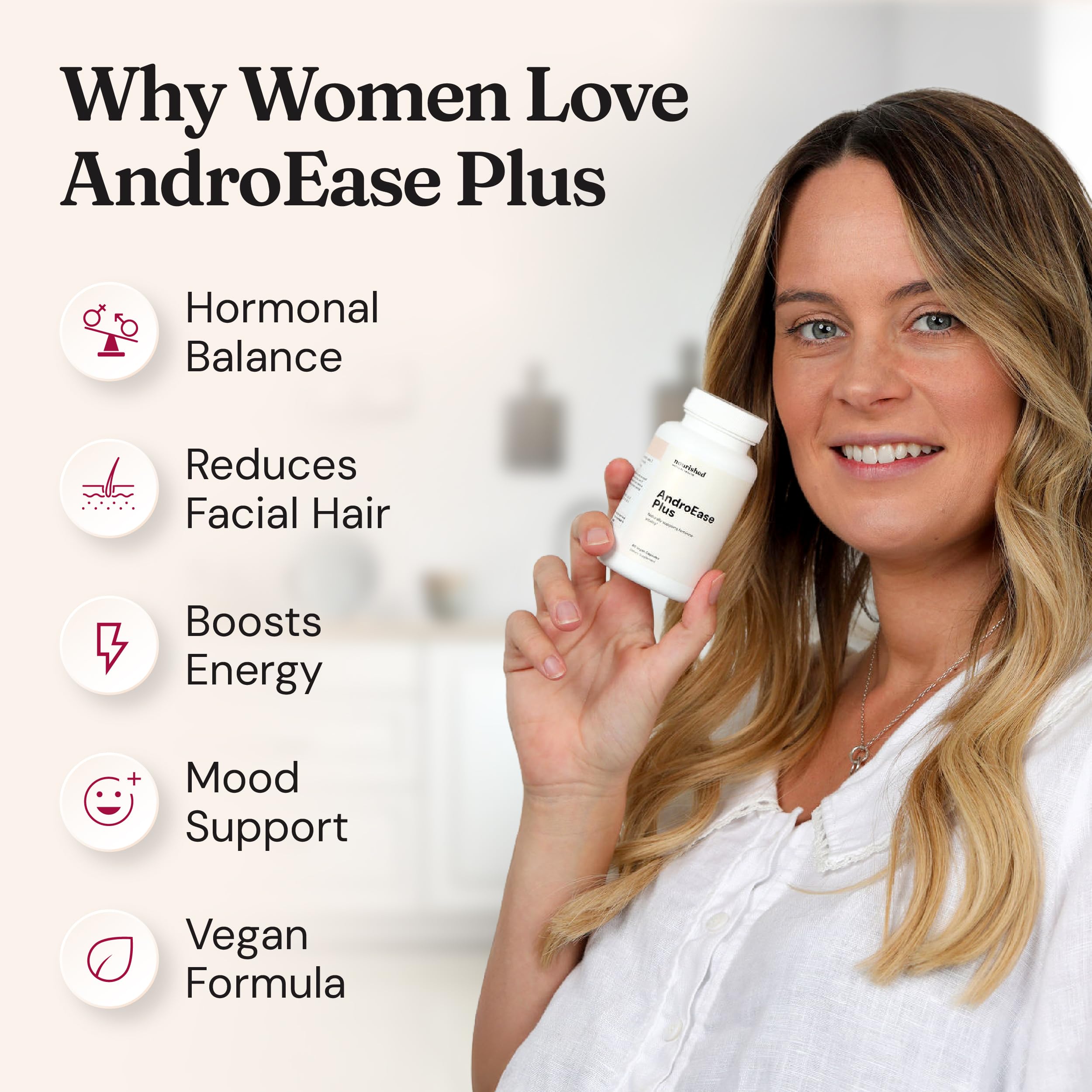 Nourished AndroEase Plus made-in-usa-facility badge signaling trusted production
