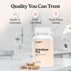 Nourished AndroEase Plus vegan-symbol confirming dairy-free status