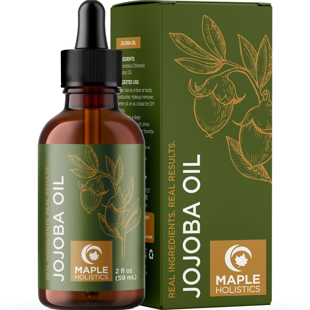 Nourishing cold-pressed jojoba oil bottle with dropper