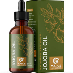 Nourishing cold-pressed jojoba oil bottle with dropper