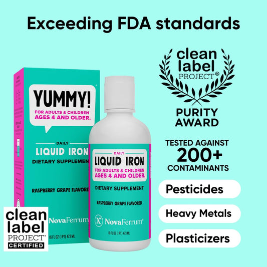 NovaFerrum Yummy 16oz nutrition facts panel