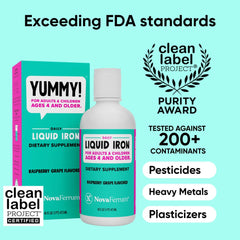 NovaFerrum Yummy 16oz nutrition facts panel