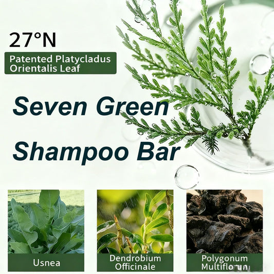 NovaCharm Seven Green triangle shampoo bar with foaming net creates rich lather.