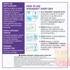Adding 185 ml lukewarm water and Novadent 7-day formula