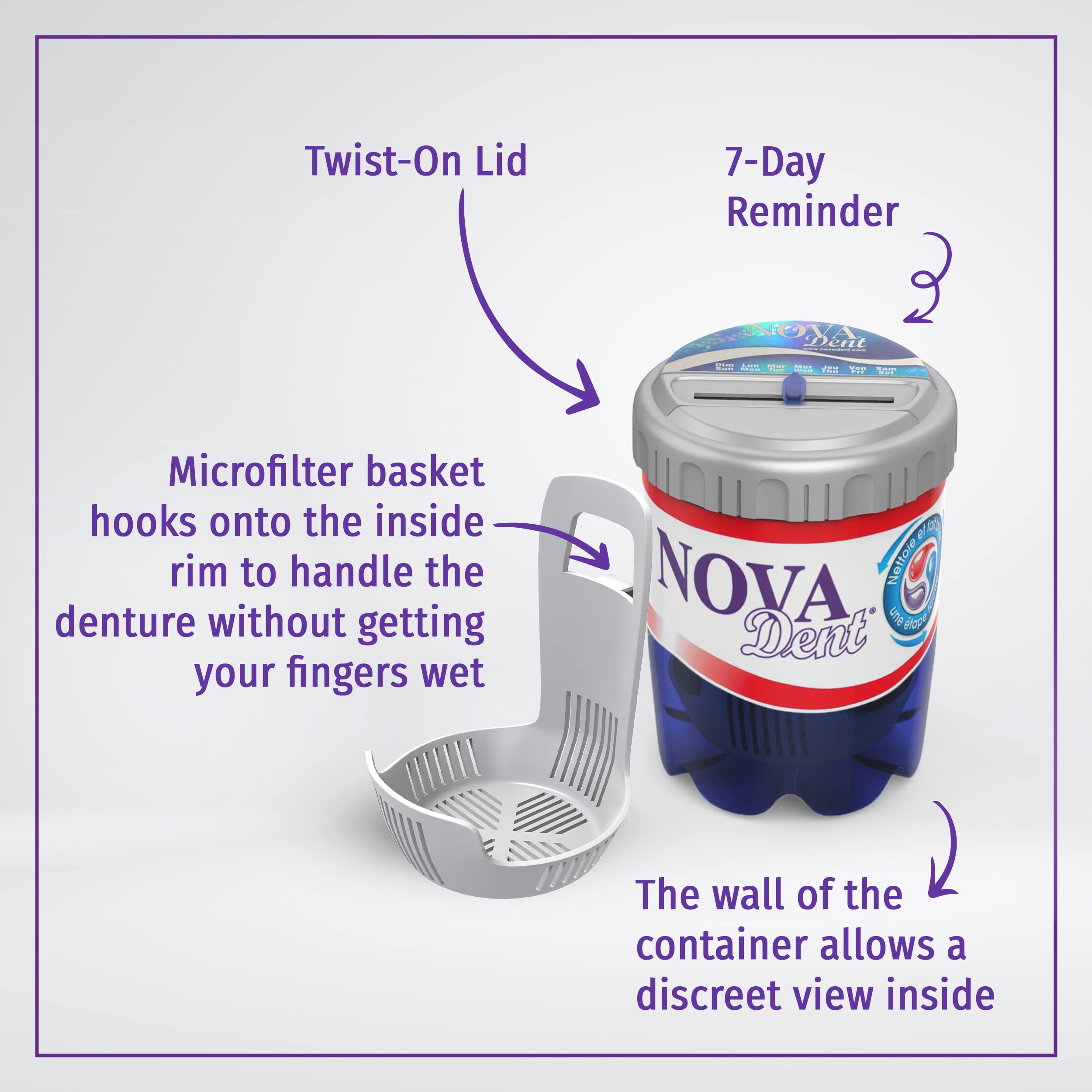 Microfilter basket inside the cleaning container