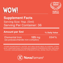 Adult iron supplement in vegan and gluten-free formula
