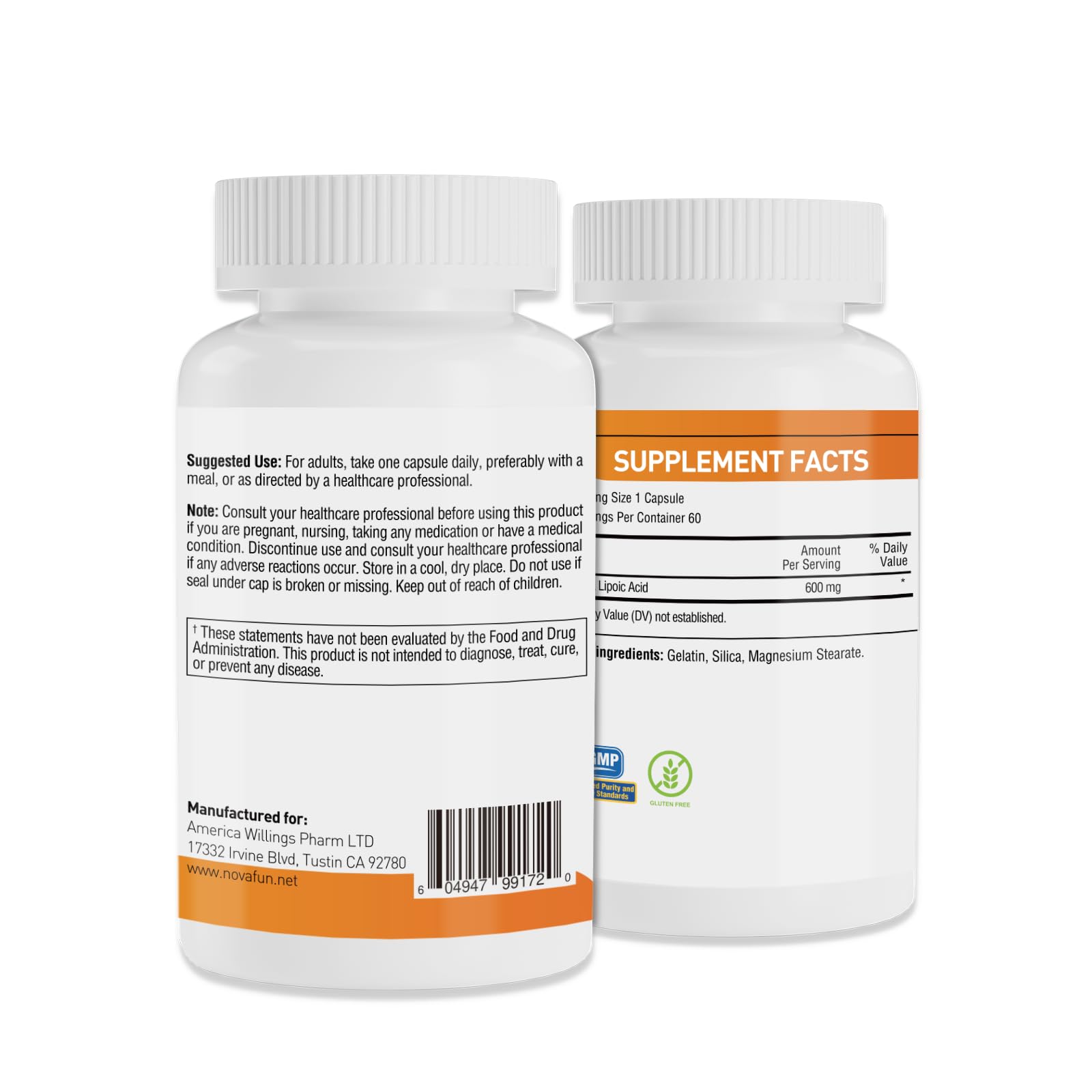 Novafun ALA 600mg packaging and box