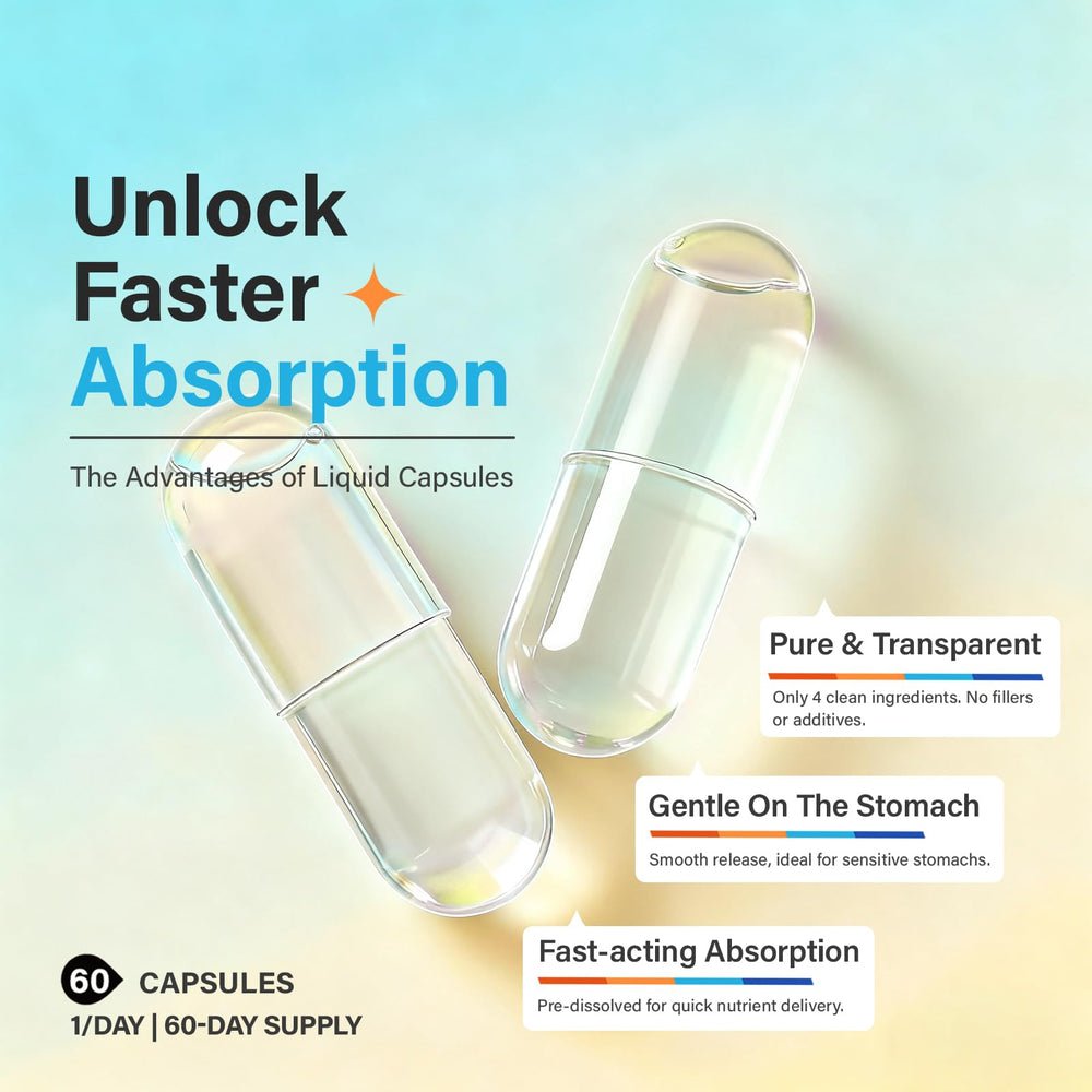 Liquid-filled choline capsules close-up