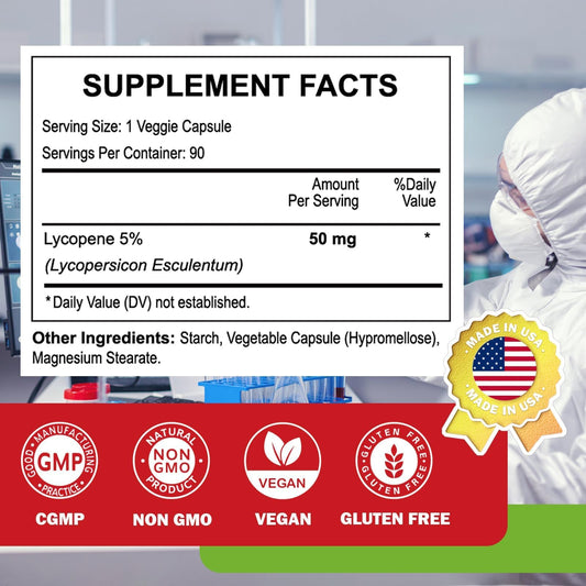 Close-up of Lycopene 50mg veggie capsules