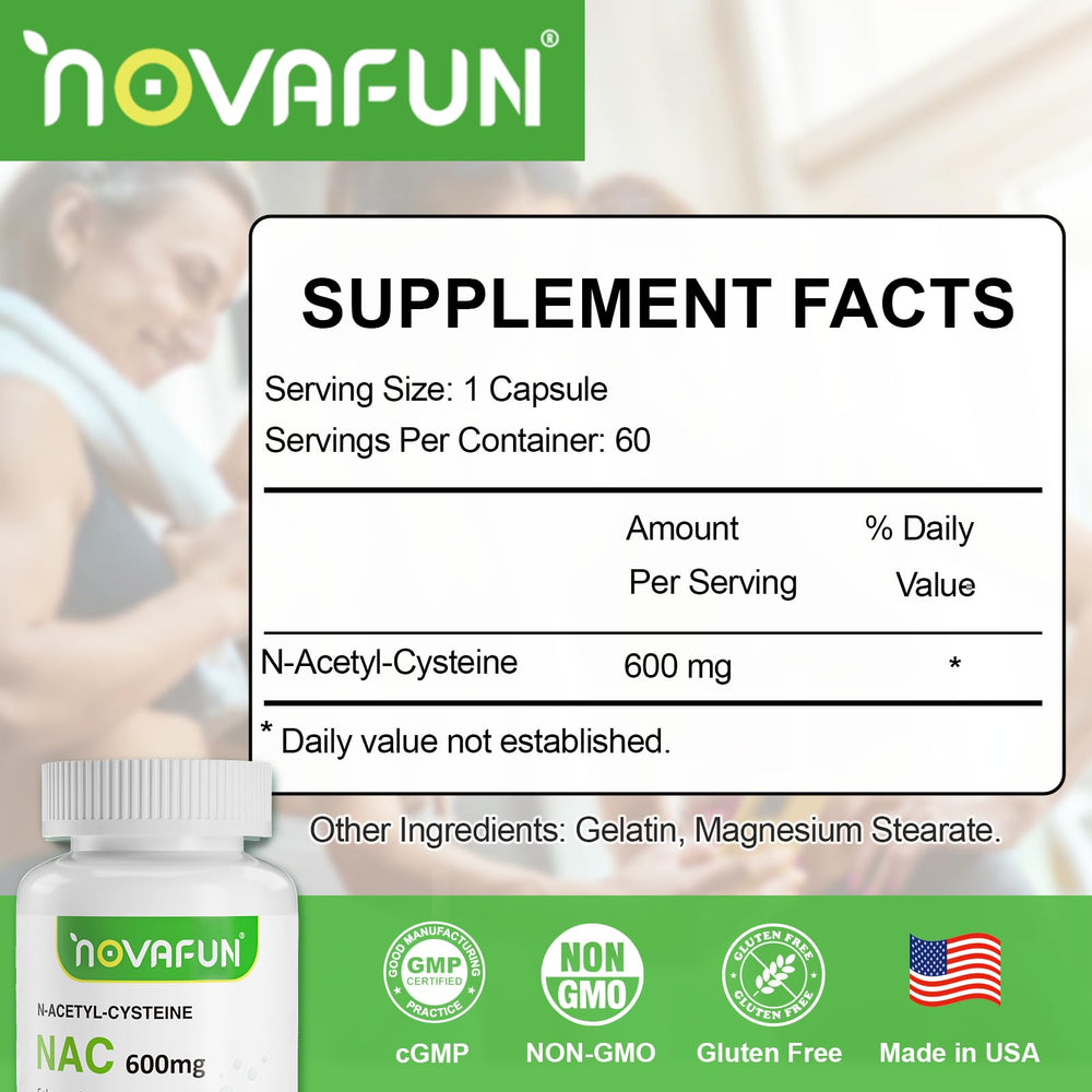 Close-up of NAC 600mg bottle label