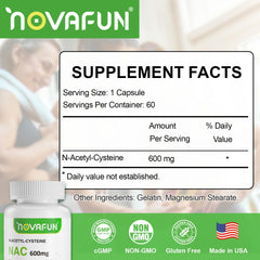 Close-up of NAC 600mg bottle label