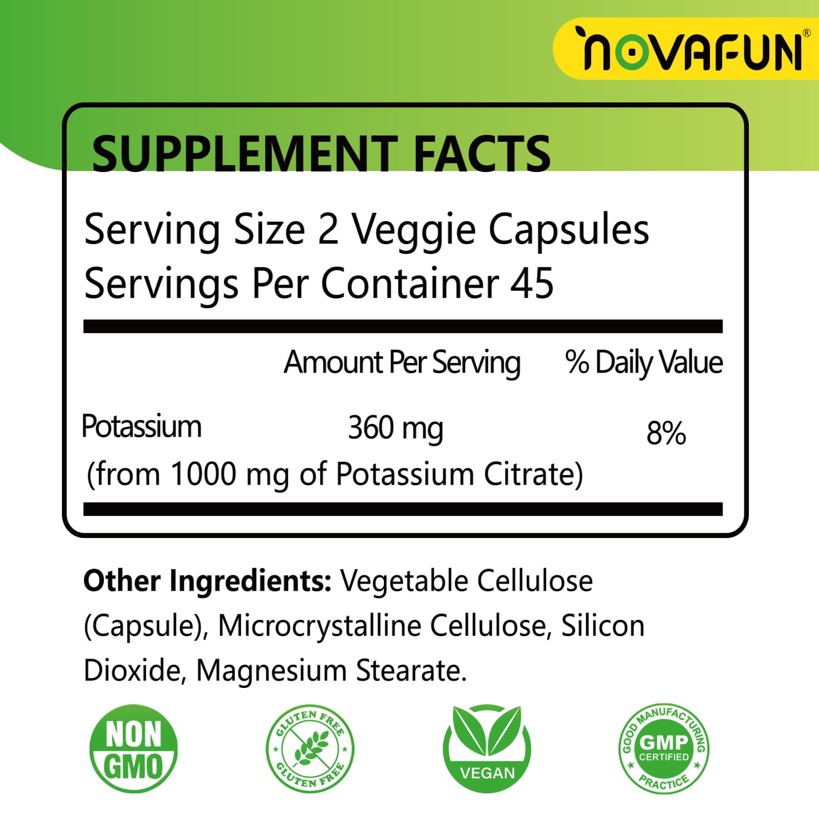 Capsules showing 1000mg potassium citrate per serving