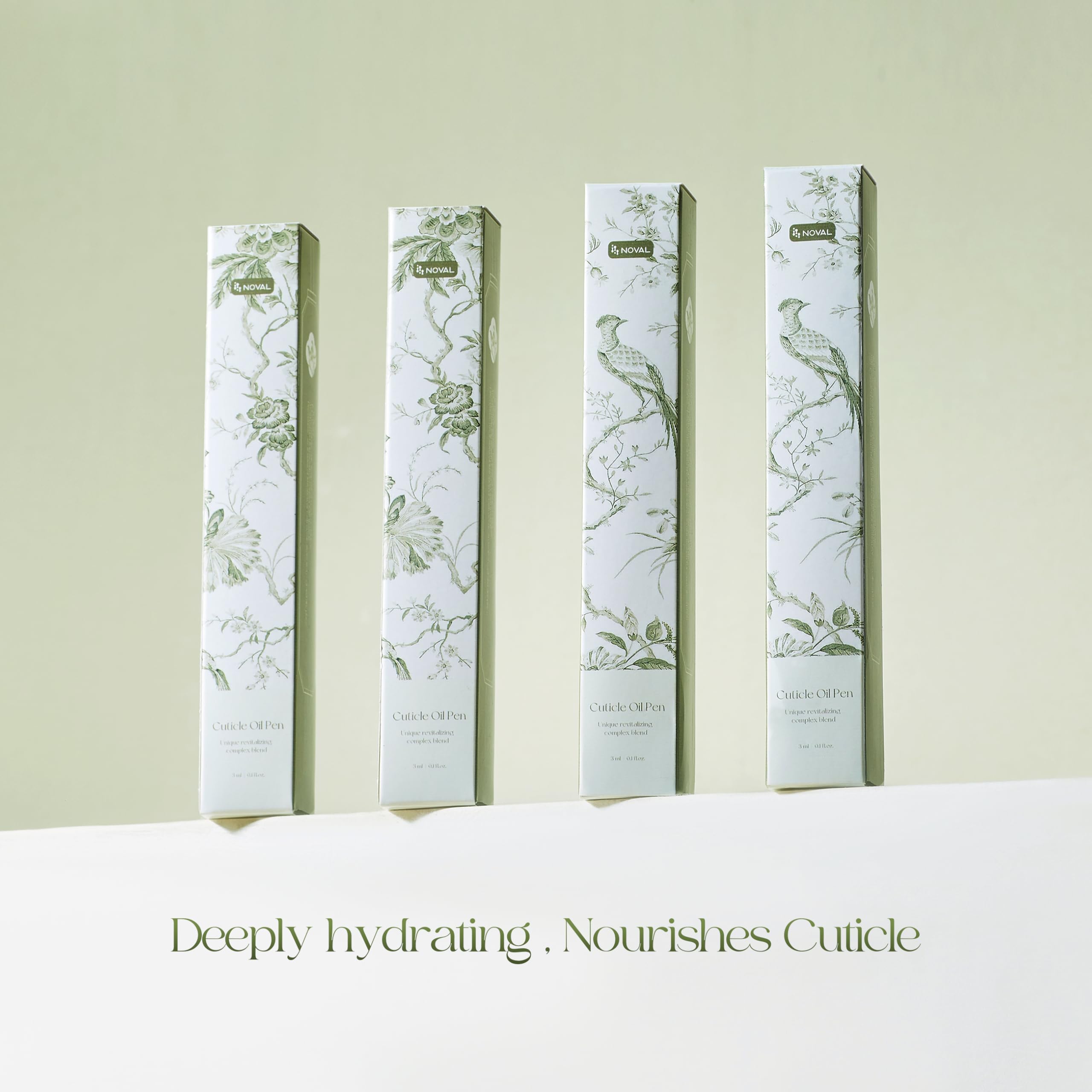 NOVAL cuticle oil pens twist-click application on nail edge close-up
