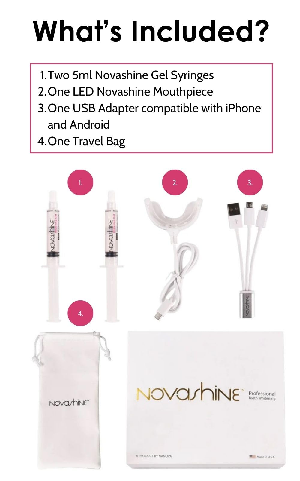 Concentrated peroxide whitening gel tubes included in the kit